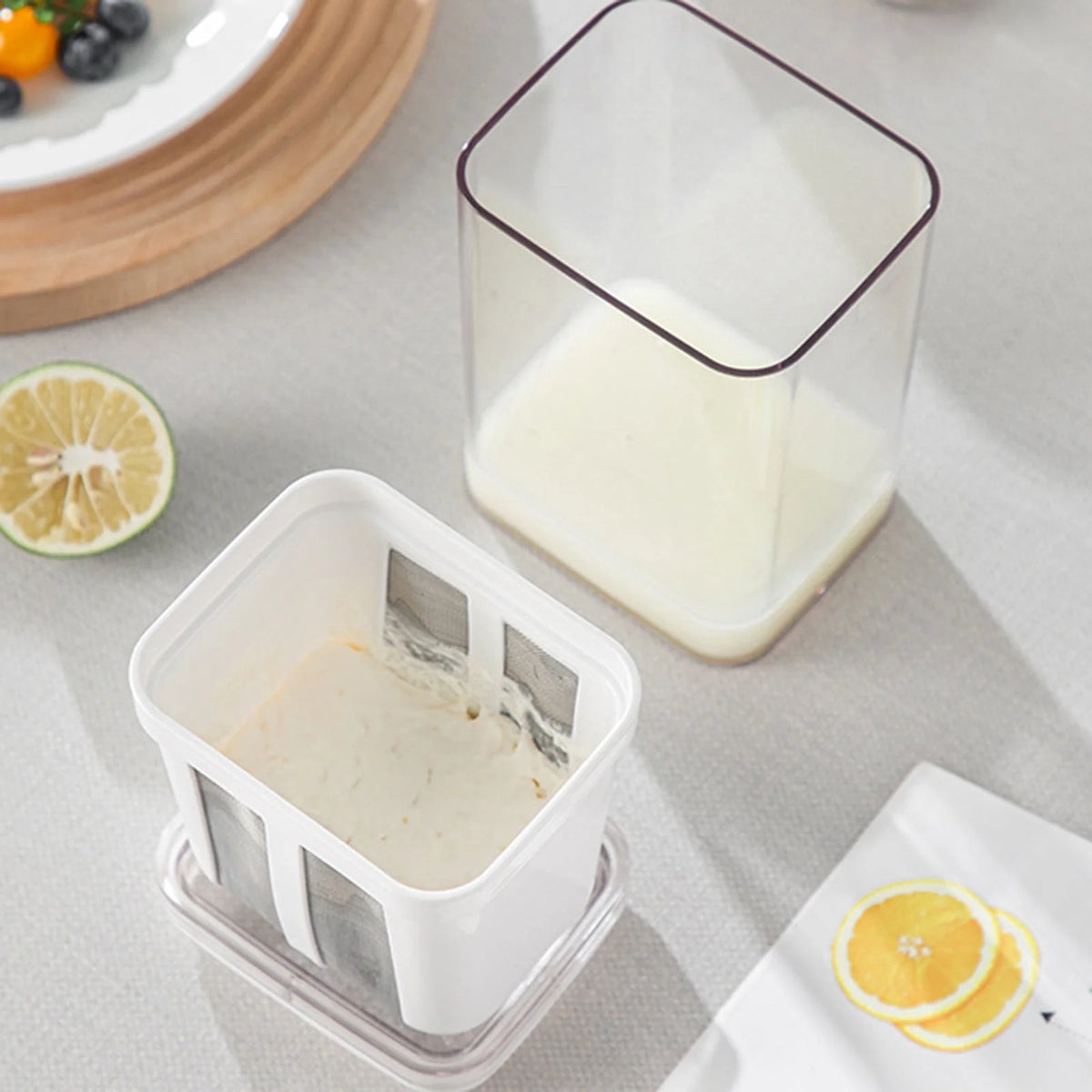 Yogurt Strainer Steel Mesh & Collection Container