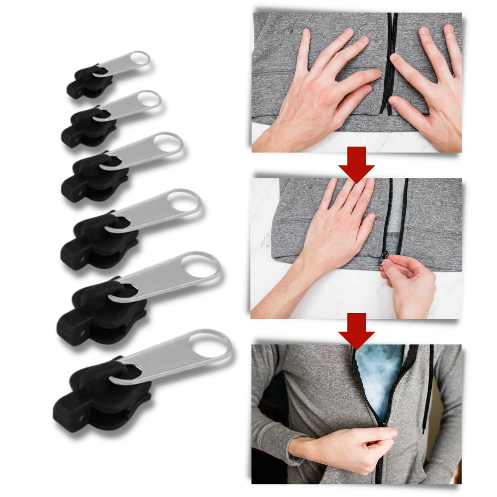 Zipper Slider Repair Set Aluminum Tool-Free 6-Piece